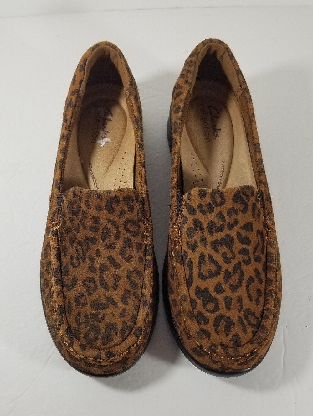Clarks Collection Ellowyn Lux Leopard Leather Shoes Women's 8.5M Slip-On Loafers - Picture 3 of 7